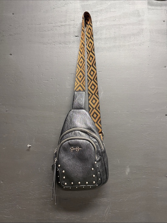 Jessica Simpson Handbags - Jessica Simpson Black Studded Crossbody Sling with Geometric Strap